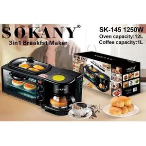 Sokany  4-in-1 Breakfast Maker – Oven, Coffee Maker & Frying Pan (1250W, 12L)