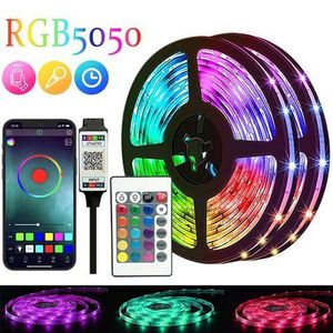 10M 5V RGB LED Strip Lights 12LEDs/Meter 5050RGB Light Strip LED Tape Light Remote Control APP Control Adjustable Brightness