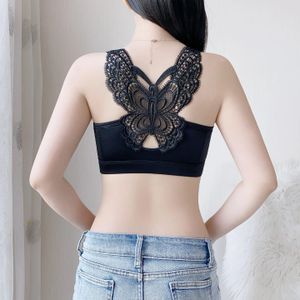 Front Closure Push-Up Bra with Butterfly Lace Back Support