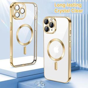 iPhone 11 Pro Max Case with Camera Lens Protector Compatible with MagSafe Plating Edge Slim Soft TPU Cover Protective Phone Case for iPhone 11 Pro Max 6.5", Gold