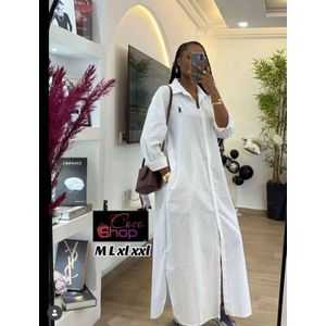 White maxi shirt dress