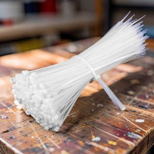 Wear And Tear Resistance Long Term Reliability 100 Pieces of 4.0MM BY 250mm Long White Nylon Self Locking Cable Ties Tie wraps