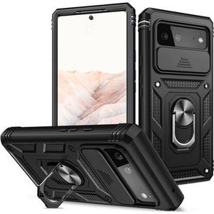 For Google Pixel 6 Case,Sliding Camera Lens Cover 360° Rotating Ring Cover