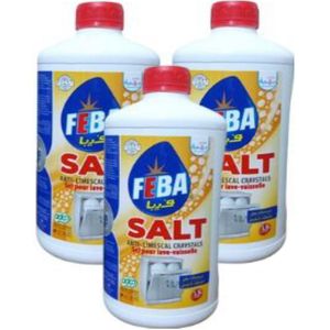 Feba 3×1.5Kg ANTI-ANTI-LIMESCALE SALT CRYSTALS _ Softens Hard Water & Prevents Limescale Buildup in Dishes & Dishwasher Machines 