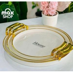 Acrylic 3 pcs tray Bell with golden  Handles
