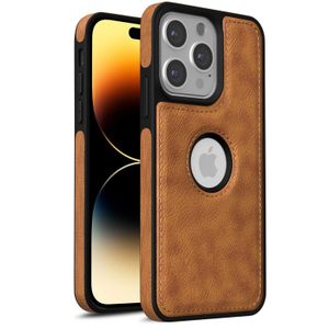 Brown Luxury Leather Anti-Slip, Scratch Resistant Ultra Slim Protective Business Phone Cover Case for iPhone 15 Pro Max