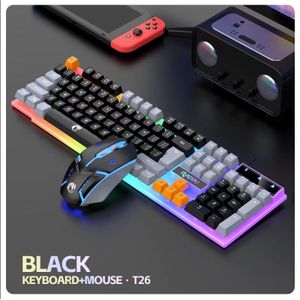 RAIKU T26 Wired Keyboard & Mouse Combo - 104 Keys, Tri-Color LED, Ergonomic Design