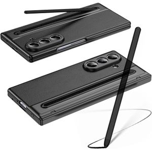 Leather case cover with inbuilt stylus pen, Front screen guard for Samsung Z Fold 5