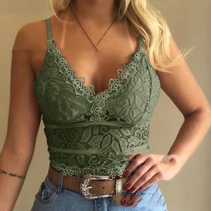 Lady Lace Floral Tank Bustier Bra Bralette Corset Crop Tops Spaghetti Strap  Club