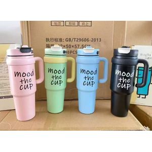 Mood The Cup, Stanley Mug Tumbler With Handle And Straw Lid, Insulated Reusable Stainless Steel Travel Mug Sports Water Bottle