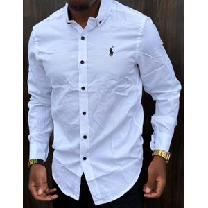 Classic Men's Smart Casual & Office Wear Premium Polo Style Oxford Cotton Long Sleeve Button - Down Casual Shirt -  Size  M to XXXL
