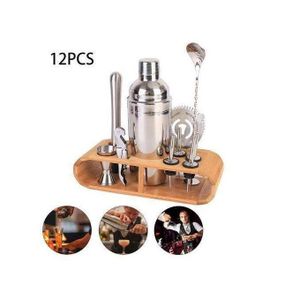 Professional Bartender Cocktail Kit - Bartender Accessories Tools for Drinks - Set of 12 with wooden stand Bar Mixer Set - Complete Cocktail Mixing Set with Natural Bamboo Stand - Drink Making Kit