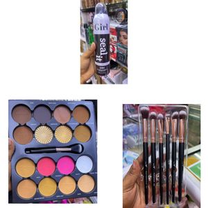 Micolor contour palette, Girl sweat lock fixer, makeup brushes