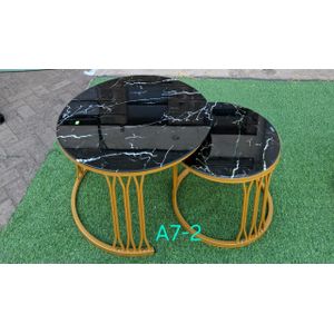 Modern Black Marble Top Gold Finish Nesting Coffee Table Set