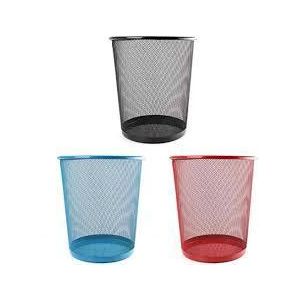9L Metallic Mesh Dustbin – Round Wire Mesh Waste Basket for Office, Bedroom, and Study – Durable Silver/Black Trash Can