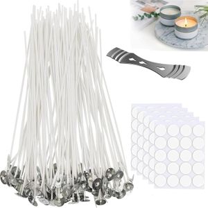 100Pcs Cotton Candle Wicks(10cm) with Wick Stickers and Metal Candle Wick Holders