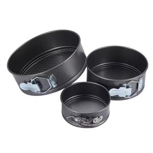 3-Piece Non-Stick Round Springform Cake Pan Set - Professional Leakproof Baking Tins With Quick-Release Latch, 3pcs Carbon Steel Round Cake Moulds - Essential Bakeware Set For Cheesecakes, Layered Cakes & Pastries