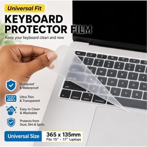 Universal 15-17 Inch Laptop Keyboard Cover, 365x135mm Transparent Dustproof Protector Film