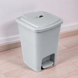 30L Gray Hard Plastic Easy Clean Tight Fitting Lid Step Pedal Waste Garbage Dust Bin