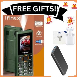 Ifinex t400 TRIPLE SIM CARD FEATURE PHONE WITH Bluetooth /Wireless FM/SD Slot kabambe/katululu/mulika mwizi/button feature phone +FREE GIFTS(EARPODS +POWERBANK)