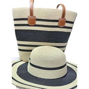 African Woven Straw Bags with matching hat