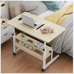 Adjustable Height Desk, Laptop Computer Table Home Office Desk With Storage Rack For Small Space, Mobile Compact Desk On Wheels