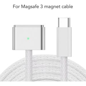 USB C to Magsafe 3 Charging Cable, 2m Braided Wire Charging Cord with LED Charging Indicator, 140W Efficient Charging, for Wall Chargers, Car Chargers