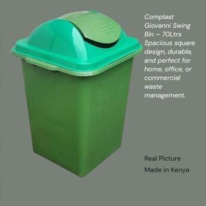 Complast  Giovanni Swing Bin 70L – Large Capacity Plastic Waste Bin with Swing Lid for Home, Office & Commercial Use