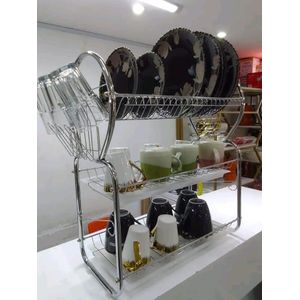 3-Tier Stainless Steel Dishrack with Drainer Trays – Durable & Spacious Kitchen Organizer