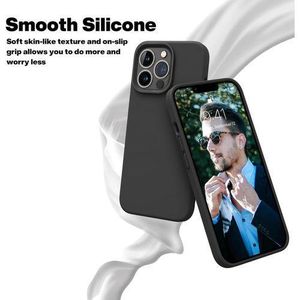 Designed for iPhone 13 Pro Max Case, Silicone Shockproof Slim Thin Phone Case for iPhone 13 Pro Max 6.7 inch (Black)