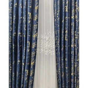 3pc Marble Curtains 1.5m Each Sheer 3m Heights 2.5cm Navy Blue