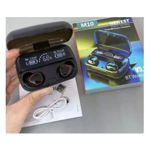 M10 Ear Buds Airpods M10 with Powerbank CASE  Bluetooth 5.3 Headphones In Ear, Bluetooth Earphones with Built-in Microphone, Ear Buds, Bluetooth Earbuds with Mic, USB Charging Case, Dual Connect, Black