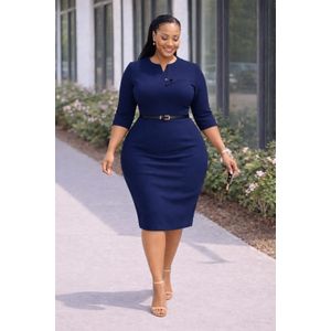  Ladies Perfect Design Navy blue straight Dress