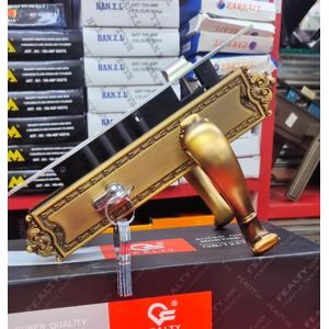 Fealty Luxury Golden Mortise steel/wood Door Lock Set. Heavy duty 4 pin, Gold finish