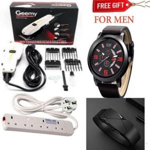 Inextention Geemy GOOD SHAVING MACHINE // Electric Hair Clipper Barbering Machine - Kinyozi / Electric Hair Trimmer Barbering Machine - Kinyozi  + 4 way power extension + belt + watch
