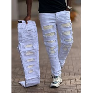 White ripped denim jeans
