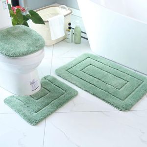 3Pcs Bathroom Mats Set Bathroom Rug Soft Comfortable Water Absorption Non-Slip Machine Washable Shower Rug Floor Mat Pad Toilet Mat Toilet Seat Cover Toilet Carpet Bathroom Carpet