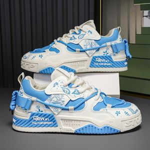 ALagzi 2025 Men's Fashion Chunky-Sole Lace-Up Non-Slip Casual Sneakers - Blue