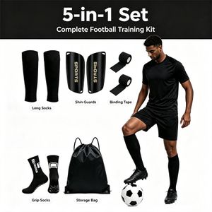 5pcs Adult High Elastic Anti-Slip Football Socks Protector Kit - Black
