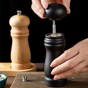 Pepper Grinder,Wood Salt and Pepper Grinder Mills Sets, Wood Manual Salt Grinder Refillable Pepper Mill Sets with Adjustable Ceramic Grinding Rotor - 2 PIECES 