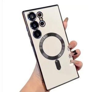 Samsung Galaxy S23 Ultra Case/Cover clear,Shockproof S23 Ultra Case Compatible with MagSafe, Black Edge