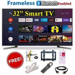 Amtec 32R1S 32" Inch Smart Android TV Television Netflix YouTube Bluetooth ENABLED Frameless BUILT-IN WI-FI Inbuilt decoder for local channels-Black 1 Yr Warranty + 6 EXTRA FREE GIFTS