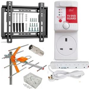 Digital Well Packed High Quality  Aerial Antenna Ariel, Aerial Signal Receiver+Free 10Metres Coaxial Cable + EXTRA BONUS TV Guard Wall Holder bracket Mount 14"- 42", 4 Way Power Extension Cable Socket