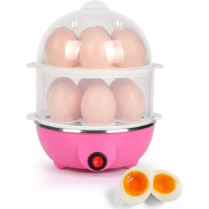 VIGIND 14-Egg Capacity Rapid Electric Egg Cooker – 350W Double-Layer Egg Boiler & Steamer – Automatic Shut-Off Safety Feature – Multi-Functional Egg Maker for Hard, Medium & Soft Boiled Eggs