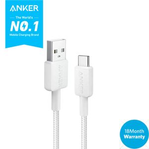 Anker 322 USB-A to USB-C 15W Cable (3ft) Nylon Braided – White.
