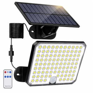 UNIWA Solar Motion Sensor Light Outdoor with Remote Control, Split Solar Panel Waterproof LED Wall Security Light for Garden, Garage, Compound & Balcony