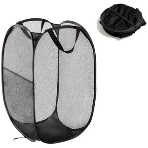 TodyJeyHo Collapsible Laundry Basket, Mesh Laundry Basket, Storage Mesh Bag, Storage Basket, Stores Clothes, Toys, Or Sundries, Suitable For Home, Dorms, Laundry Rooms, Travel, And Storage (Black)