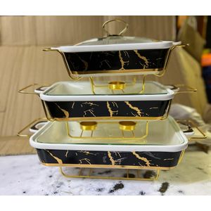 Ceramic 3 pieces Food Warmers chaffing dishes