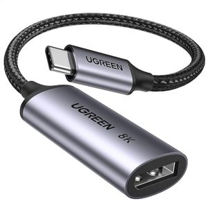 Ugreen CM654 USB-C to DisplayPort 1.4 Adapter Cable 8K, 10cm – Type-C to DP Converter for Laptop, MacBook, Monitor, Projector, Tablet & USB-C Devices
