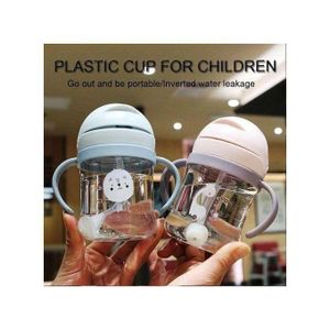 250ml Baby Water Bottle Learning Cup Anti Choke Non-spill Training Cup Leak-Proof Fee With Gravity Ball Straw